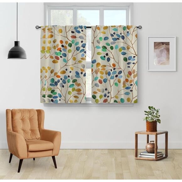 2 Panels Sheer Kitchen Curtains Voile Tier Curtains 24” Length - Picture 2 of 7
